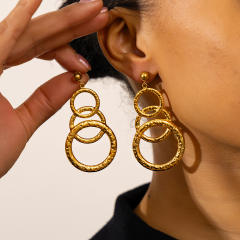 Vintage geometric circle stainless steel earrings