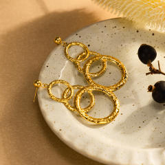Vintage geometric circle stainless steel earrings