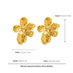 18KG gold petal flower oversize stainless steel earrings