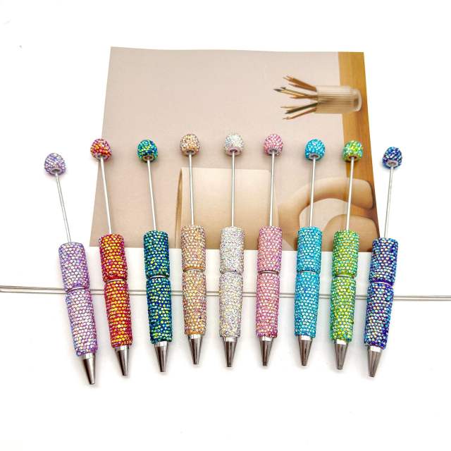 DIY Electroplated Colorful Full Diamond Beaded Pen Colorful Diamond Beaded Ballpoint Pen