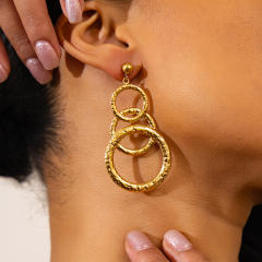 Vintage geometric circle stainless steel earrings