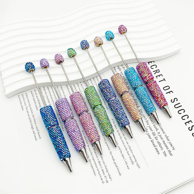 DIY Electroplated Colorful Full Diamond Beaded Pen Colorful Diamond Beaded Ballpoint Pen