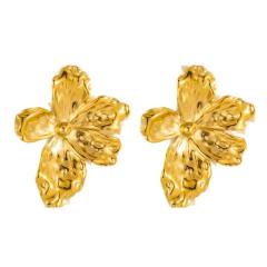 18KG gold petal flower oversize stainless steel earrings