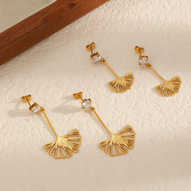 Personalized Hollow Ginkgo Leaf Earrings for Women stainless steel earrings