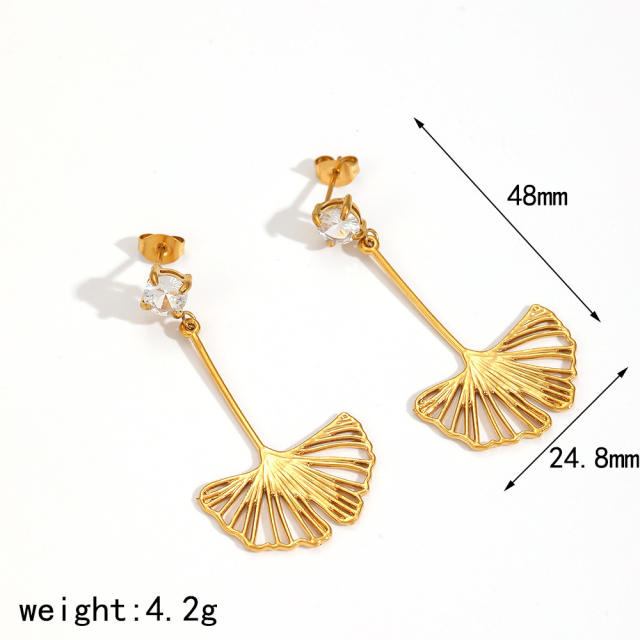Personalized Hollow Ginkgo Leaf Earrings for Women stainless steel earrings