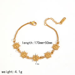 Sunflower Series Stainless Steel Bracelet Earrings Jewelry Set