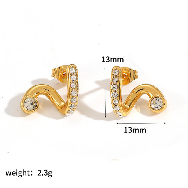 Geometric Stainless Steel Earrings Fashionable Diamond Pearl Titanium Steel Earrings