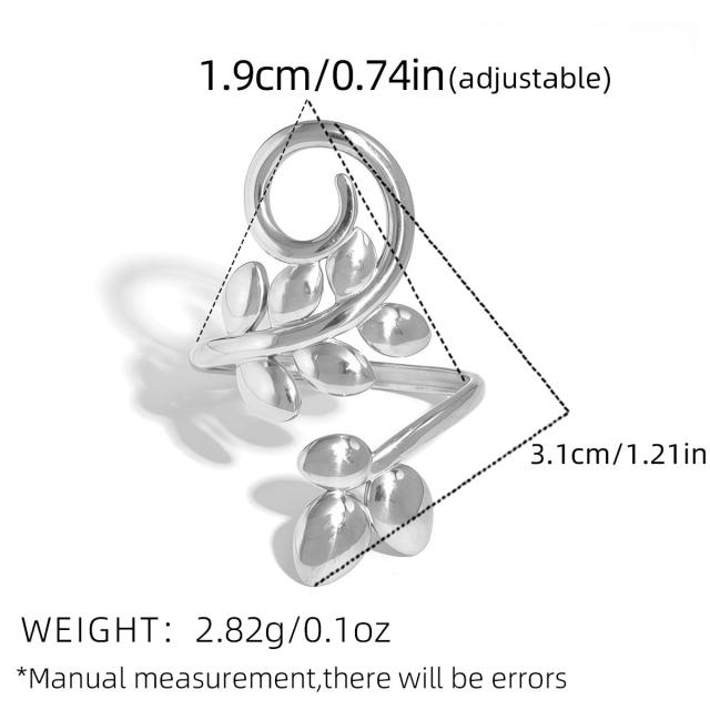 Women's Olive Leaf 18K Gold-Plated Stainless Steel Rings