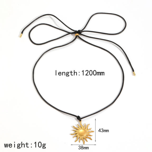 Star Moon Sun Stainless Steel Necklace Bracelet Jewelry Set