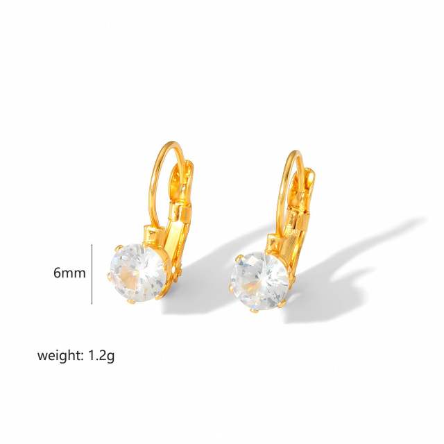 French retro style buckle size pearl earrings stainless steel earrings