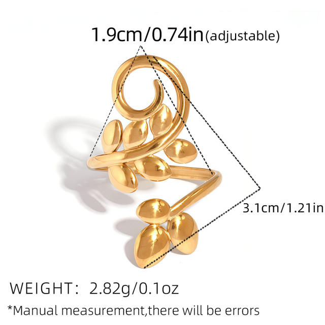 Women's Olive Leaf 18K Gold-Plated Stainless Steel Rings