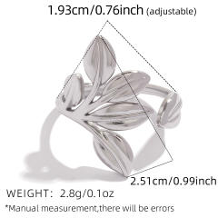 Natural leaf design stainless steel rings