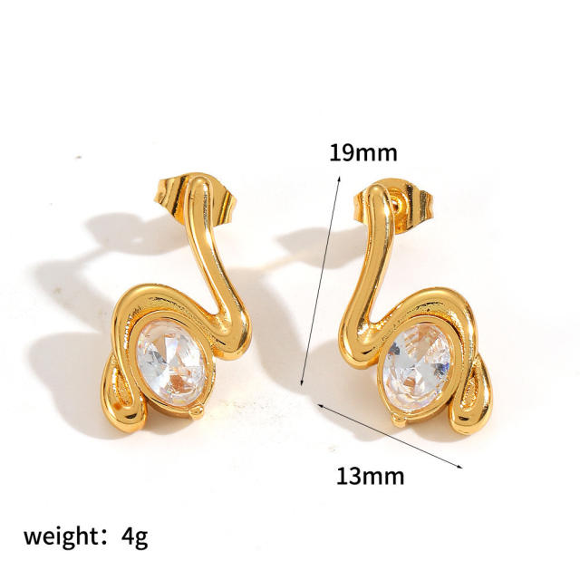 Geometric Stainless Steel Earrings Fashionable Diamond Pearl Titanium Steel Earrings