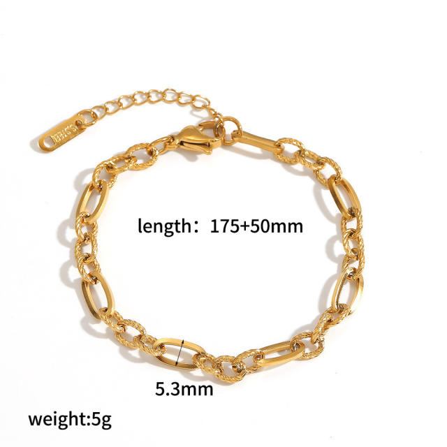 304 Stainless Steel Bracelet 18K Gold-Plated Furnace Vacuum Electroplating chain bracelet