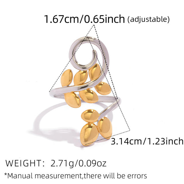 Women's Olive Leaf 18K Gold-Plated Stainless Steel Rings
