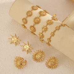 Sunflower Series Stainless Steel Bracelet Earrings Jewelry Set