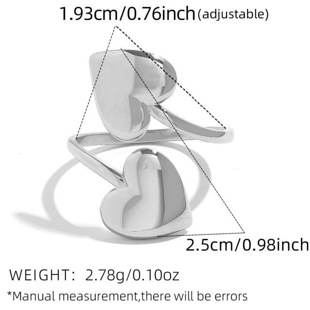 Geometric Love Ring for Women Simple Square Ball Open Ring stainless steel rings