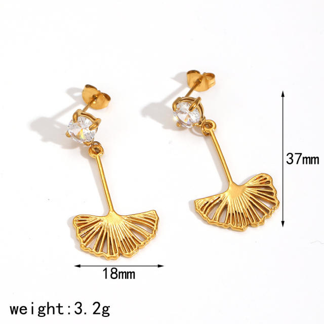 Personalized Hollow Ginkgo Leaf Earrings for Women stainless steel earrings