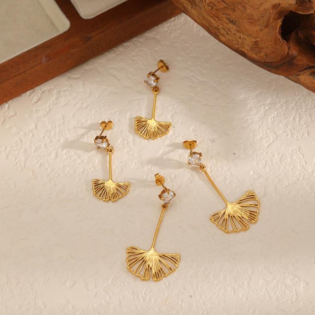 Personalized Hollow Ginkgo Leaf Earrings for Women stainless steel earrings