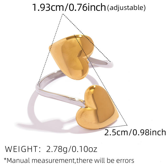 Geometric Love Ring for Women Simple Square Ball Open Ring stainless steel rings