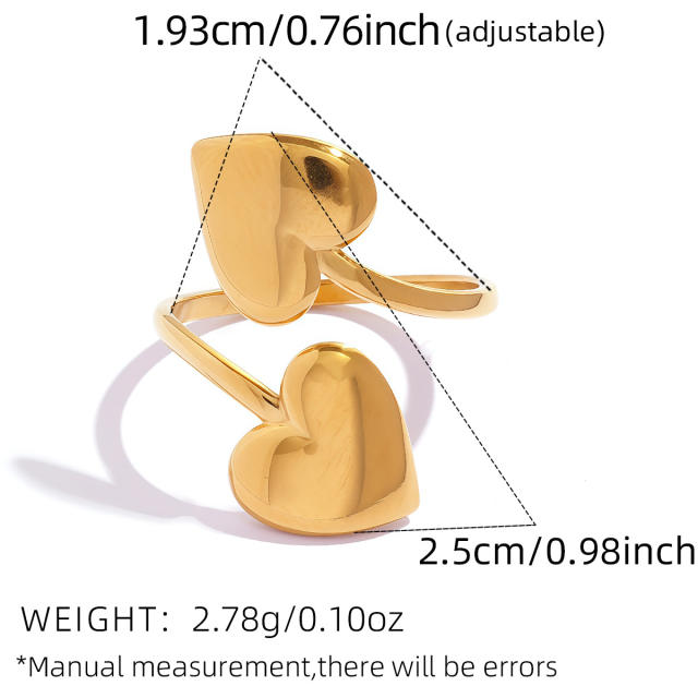 Geometric Love Ring for Women Simple Square Ball Open Ring stainless steel rings