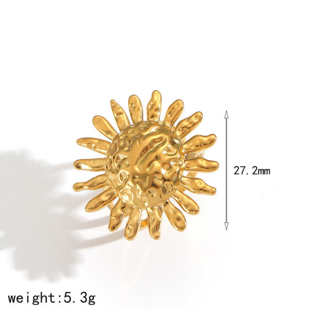 Sunflower Series Stainless Steel Bracelet Earrings Jewelry Set