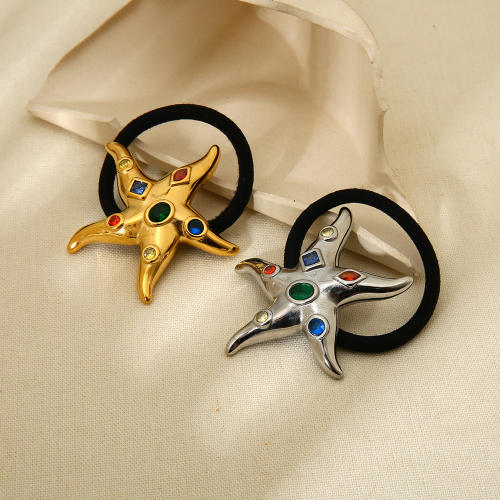 INS stainless steel hair ring hair rope starfish geometric hair accessories ponytail rubber band
