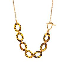 Leopard Print acrylic circle Stainless Steel Necklace Acrylic Resin Necklace