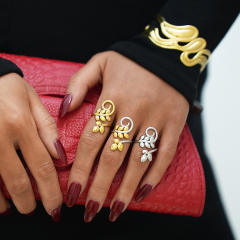 Women's Olive Leaf 18K Gold-Plated Stainless Steel Rings