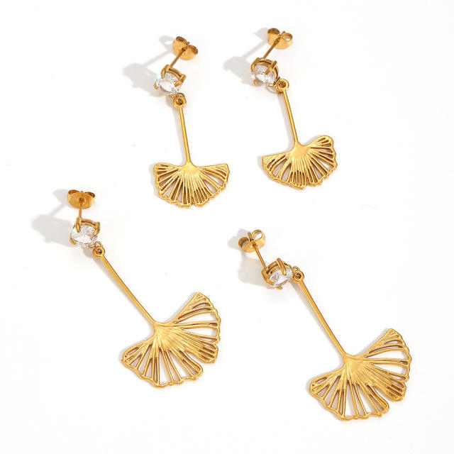 Personalized Hollow Ginkgo Leaf Earrings for Women stainless steel earrings