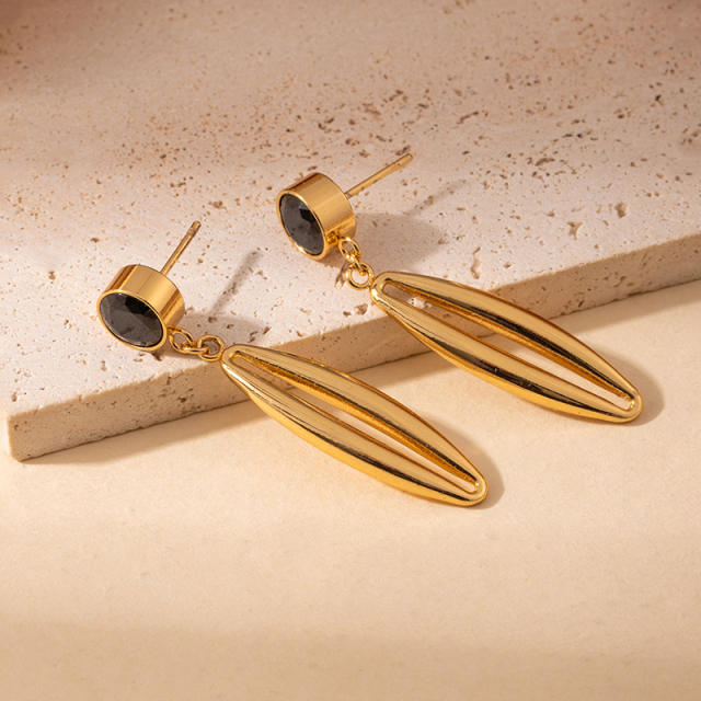 Easy match geometric leaf stainless steel earrings