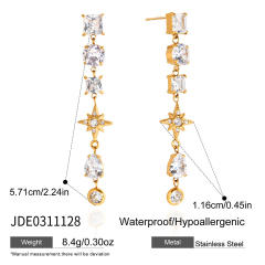 18KG cubic zircon star moon stainless steel earrigns dangle earrings
