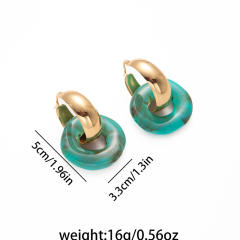 Oversize resin circle stainless steel earrings hoop earrings