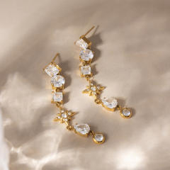 18KG cubic zircon star moon stainless steel earrigns dangle earrings