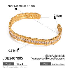 Rhinestone inlaid diamond stainless steel bangle bracelet