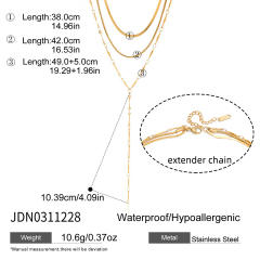 18KG three layer stainless steel necklace Y shape necklace long necklace