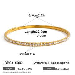 Rhinestone inlaid diamond stainless steel bangle bracelet