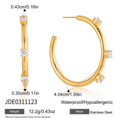 18KG easy match diamond hoop earrings stainless steel earrings