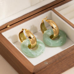 Oversize resin circle stainless steel earrings hoop earrings