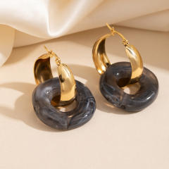 Oversize resin circle stainless steel earrings hoop earrings