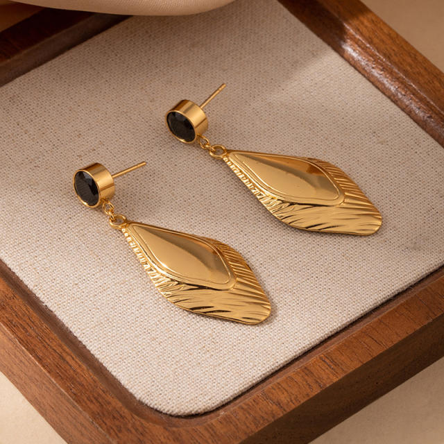 Easy match geometric leaf stainless steel earrings