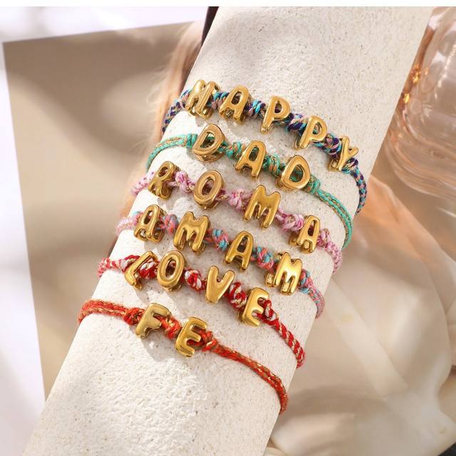 Simple titanium steel letter braided double-layer bracelet versatile letter Valentine's Day bracelet