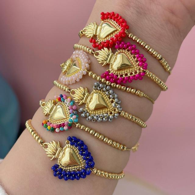 Seaside bracelet Rice Beads Sacred Heart Pendant Bracelet