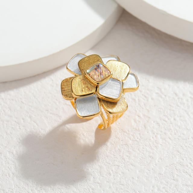 Mix color stereo flower stainless steel rings