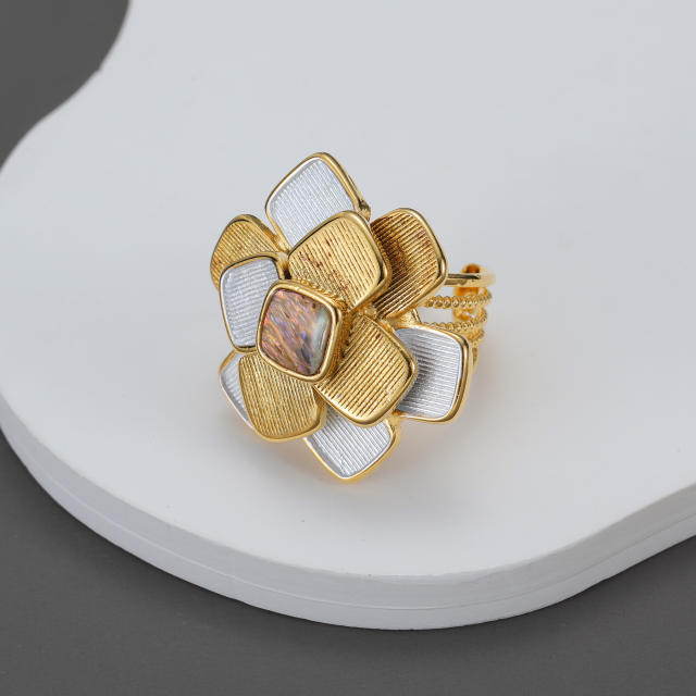 Mix color stereo flower stainless steel rings