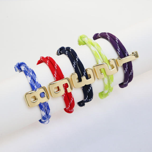 Ins Hot Selling Paracord Colorful Rope High Polished Glossy Lucky Number 0-9 DIY Team Jersey Number Hand Rope Bracelet