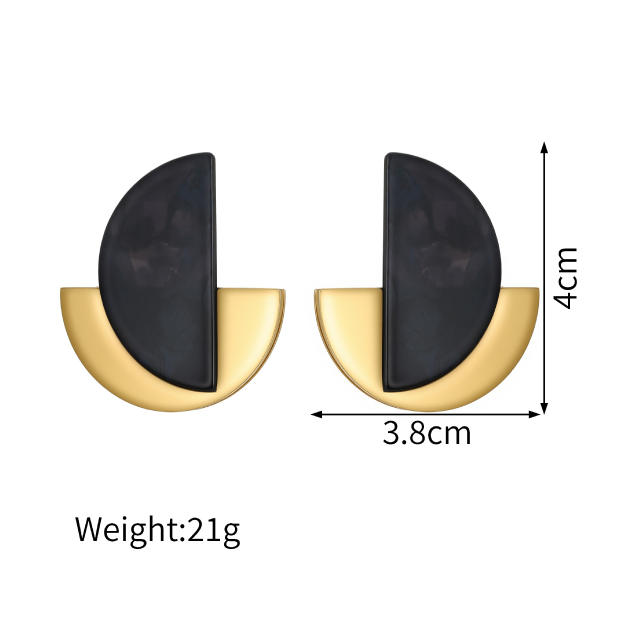 Retro Style Semi-Circle acrylic stainless steel Earrings