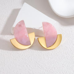 Retro Style Semi-Circle acrylic stainless steel Earrings