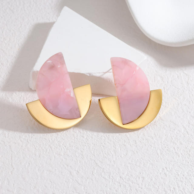 Retro Style Semi-Circle acrylic stainless steel Earrings