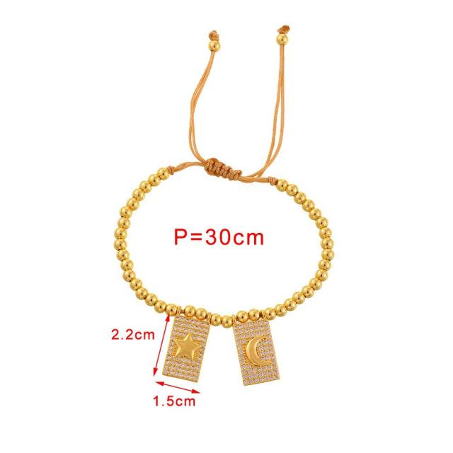 Copper-set zircon square cross heart-shaped bracelet for Valentine's Day